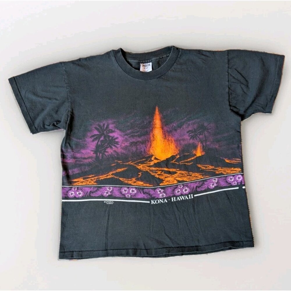 Vintage 80s/90s Kona Hawaii Volcano T‑Shirt L Sansegal USA Single Stitch Large